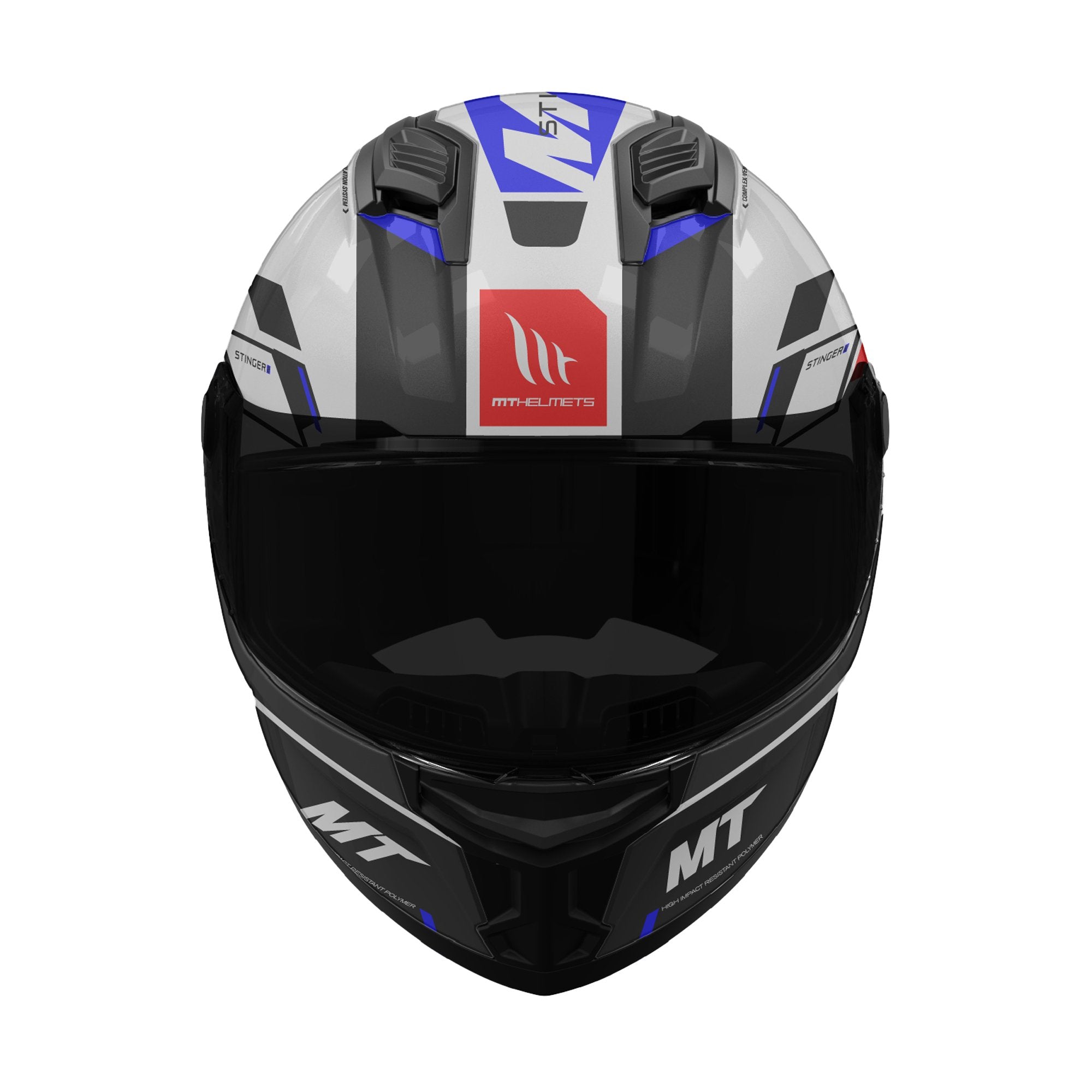 MT Stinger 2 Chic Gloss Black White Blue full face Helmet 