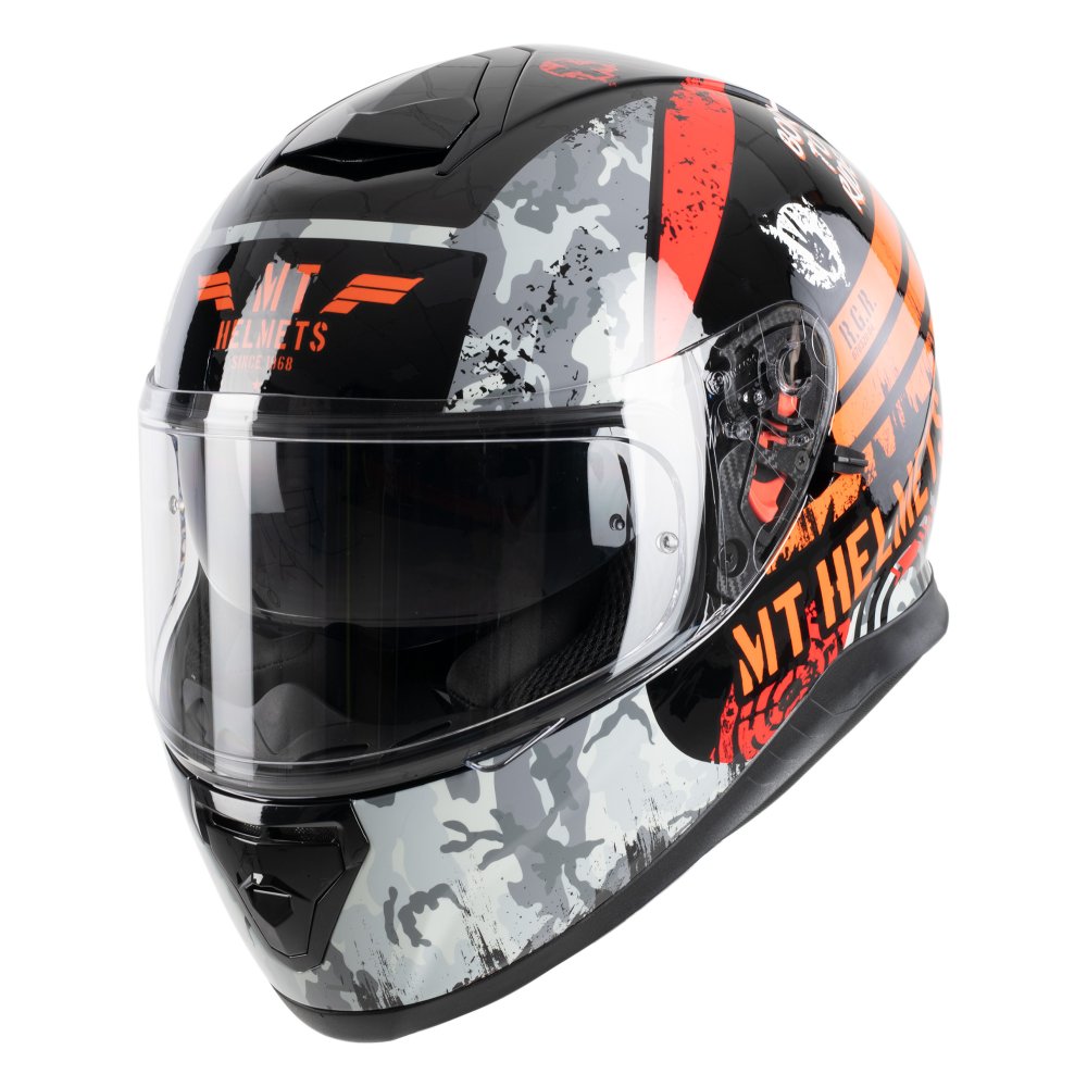 MT Thunder 3 Sniper Gloss Black Orange Helmet Safety Combined 