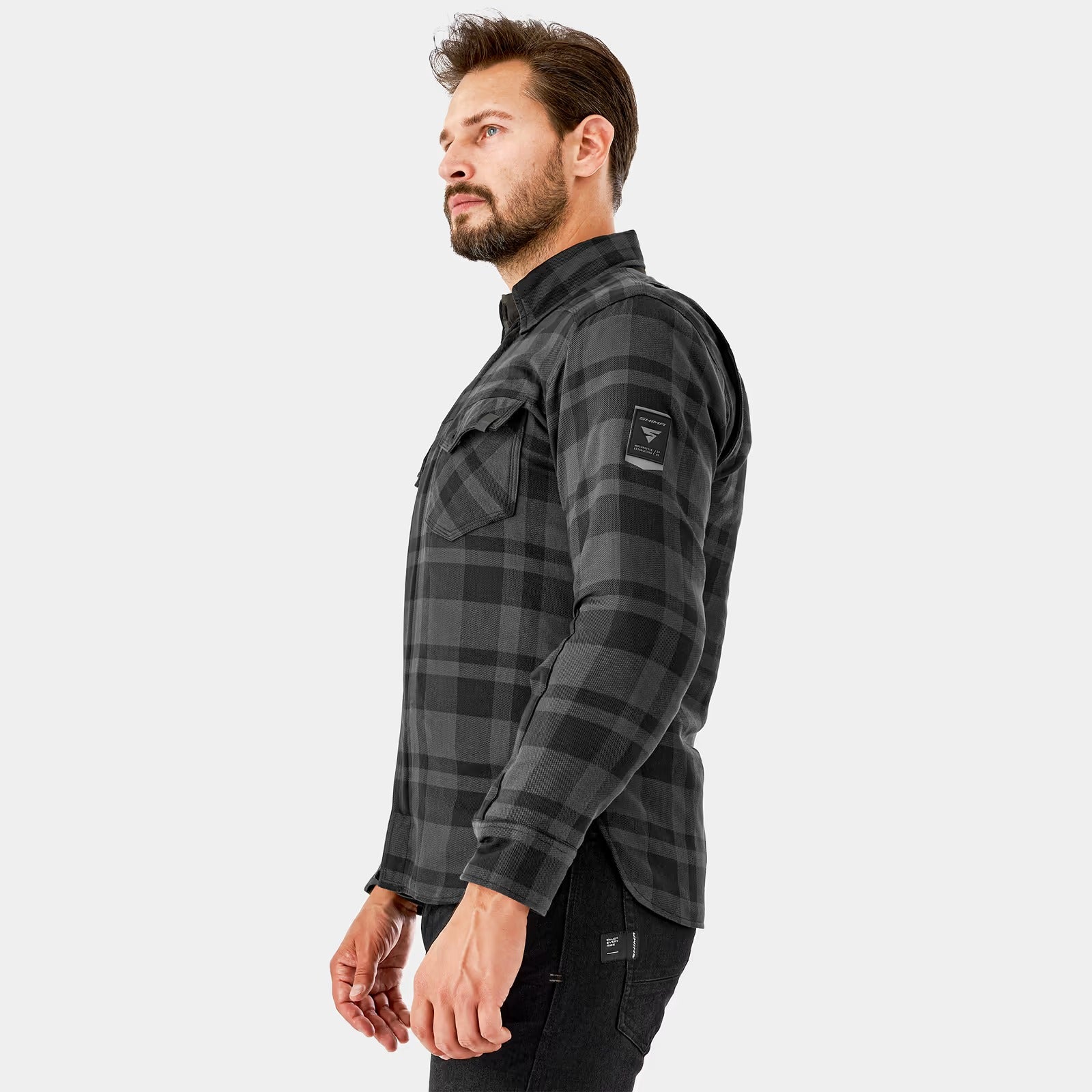 SHIMA RENEGADE 2.0 MEN MOTORCYCLE CHECKED SHIRT BLACK