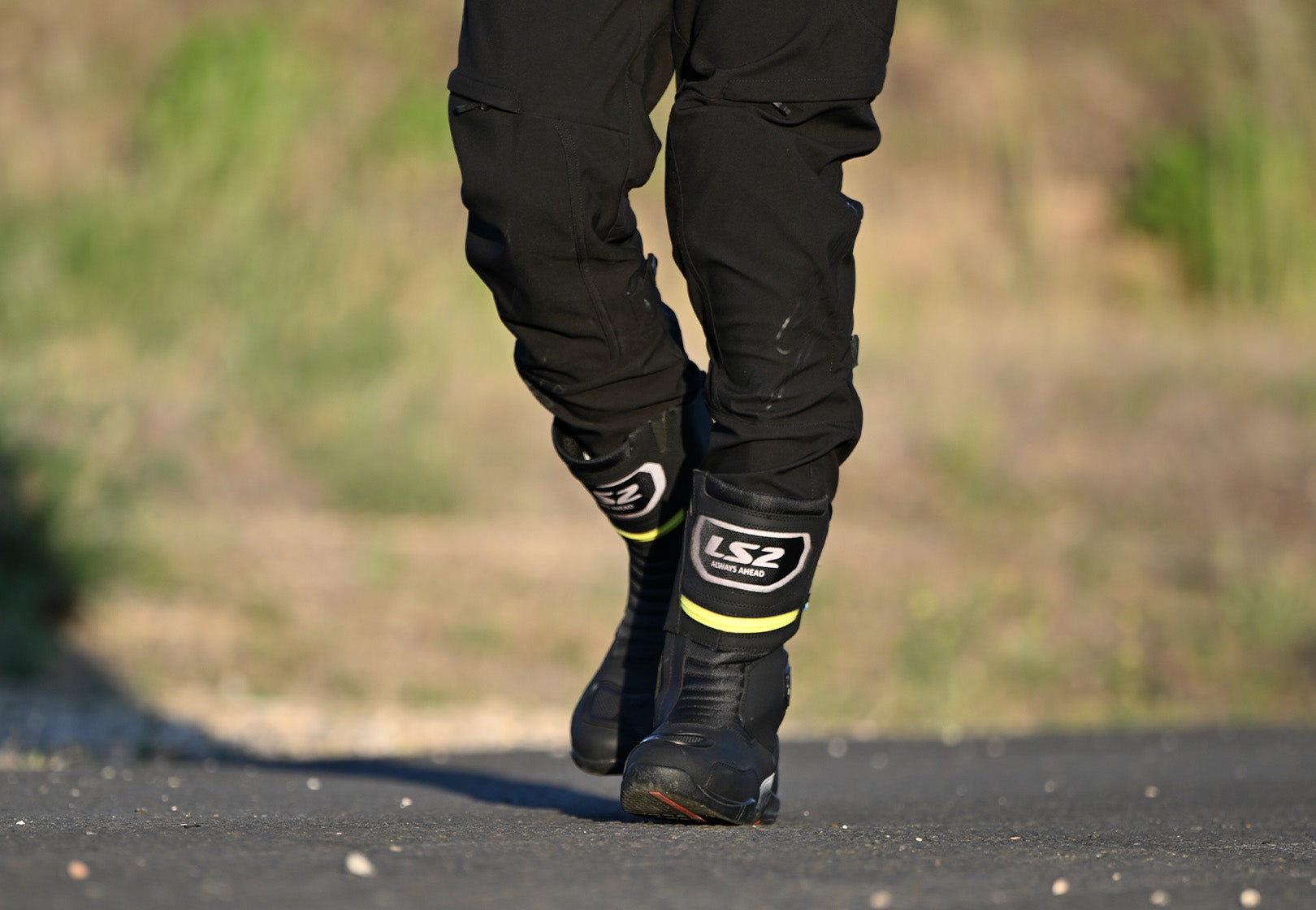 LS2 GOBY MOTORCYCLE LADY WATERPROOF BOOTS BLACK H-V YELLOW