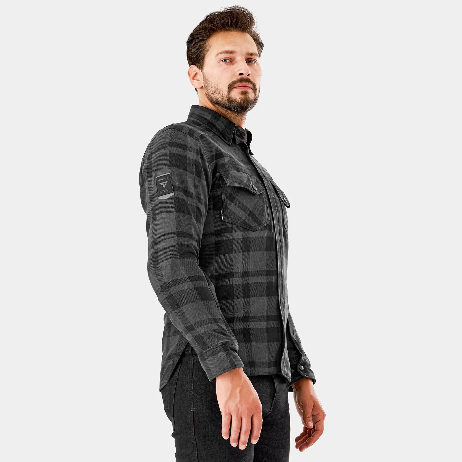 SHIMA RENEGADE 2.0 MEN MOTORCYCLE CHECKED SHIRT BLACK