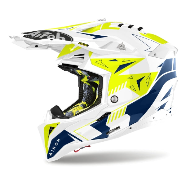 AIROH - AVIATOR 3 SPIN YELLOW/BLUE GLOSS HELMETS