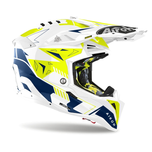 AIROH - AVIATOR 3 SPIN YELLOW/BLUE GLOSS HELMETS