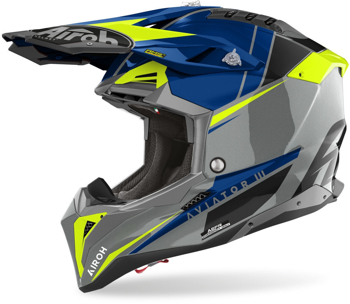 AIROH - AVIATOR 3 PUSH BLUE GLOSS HELMETS