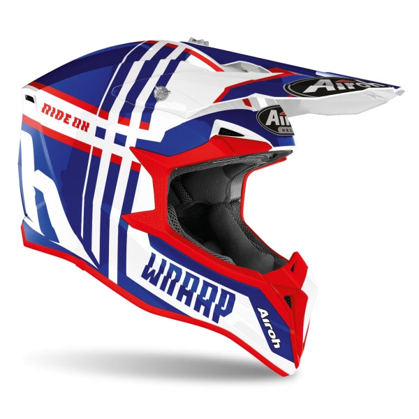 AIROH - WRAAP YOUTH BROKEN BLUE/RED GLOSS HELMETS