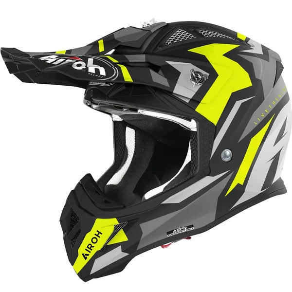  MOTORCYCLE HELMET AVIATOR ACE SWOOP HELMETS MATTE YELLOW OFF ROAD