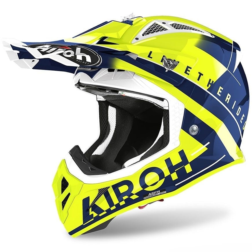  AIROH - OFF ROAD MOTORCYCLE HELMET AVIATOR ACE AMAZE GLOSS BLUE HELMETS