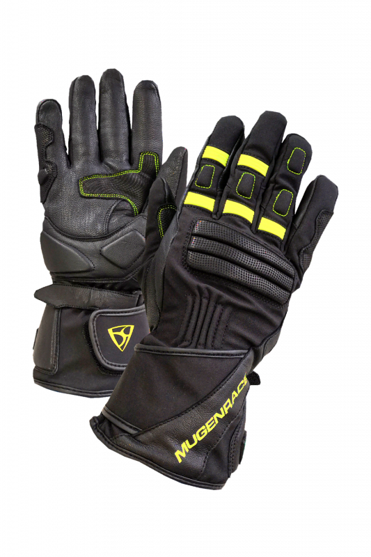 MUGENRACE PRIMO WINTTER Moto Largo Guantes Negro Amarillo Fluo