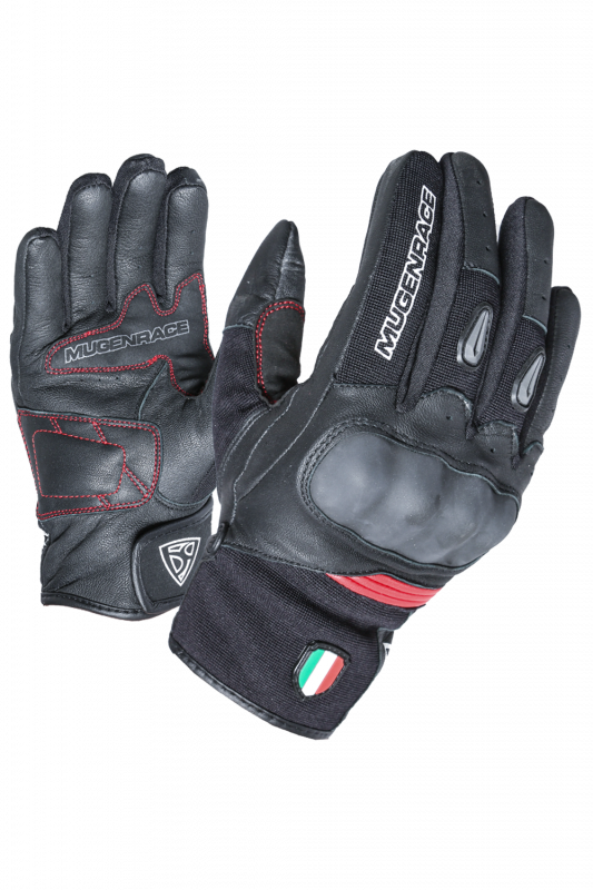 MUGENRACE G-MNR-1970 NEO CORTOS Moto Guantes Negro Rojo