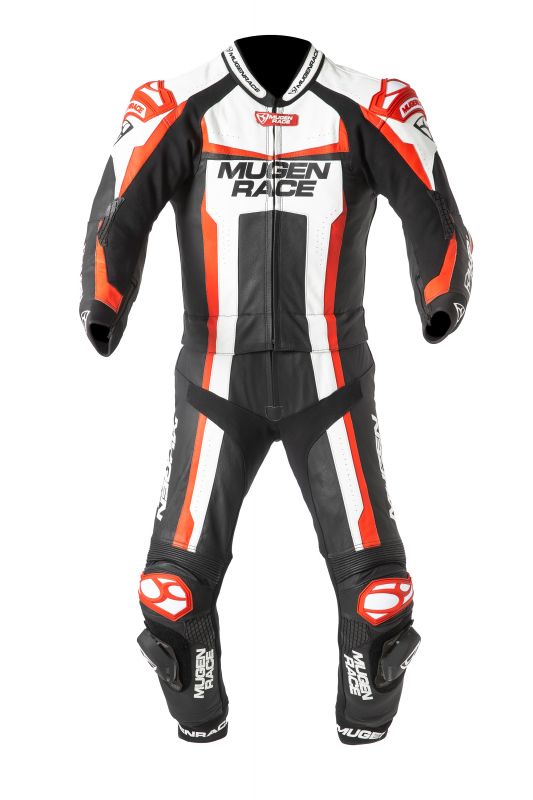 MUGENRACE LS2-MNR-1913 IBRIDO MOTORCYCLE LEATHER SUIT BLACK WHITE RED