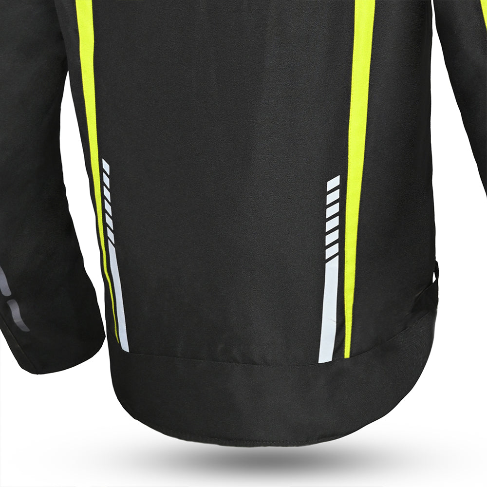 R-TECH Marshal Textile Motorbike Touring Jacket Black Yellow Flou