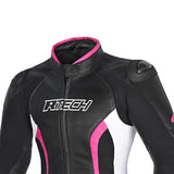 R-TECH Tom Rider Lady Leather Jacket Black/White/Fuschia