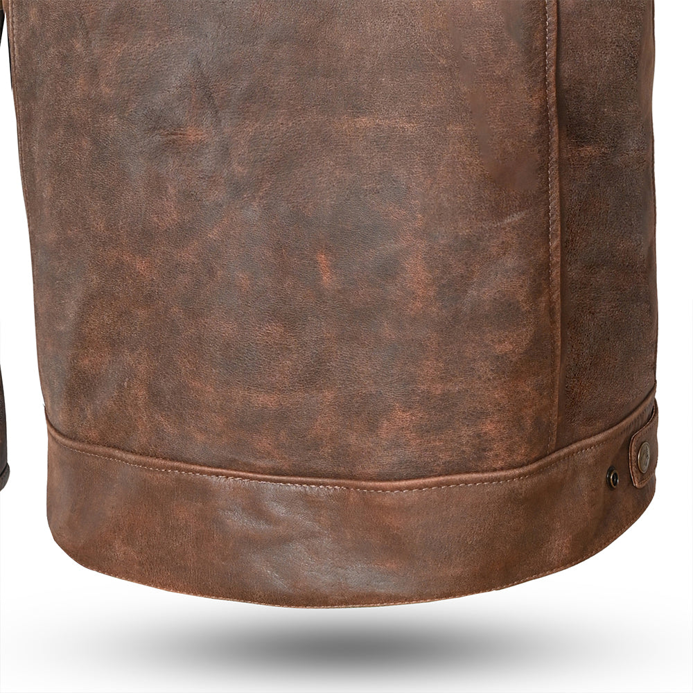 BELA Royal Rider Leather Motorcycle Jacket Vintage Brown Beige