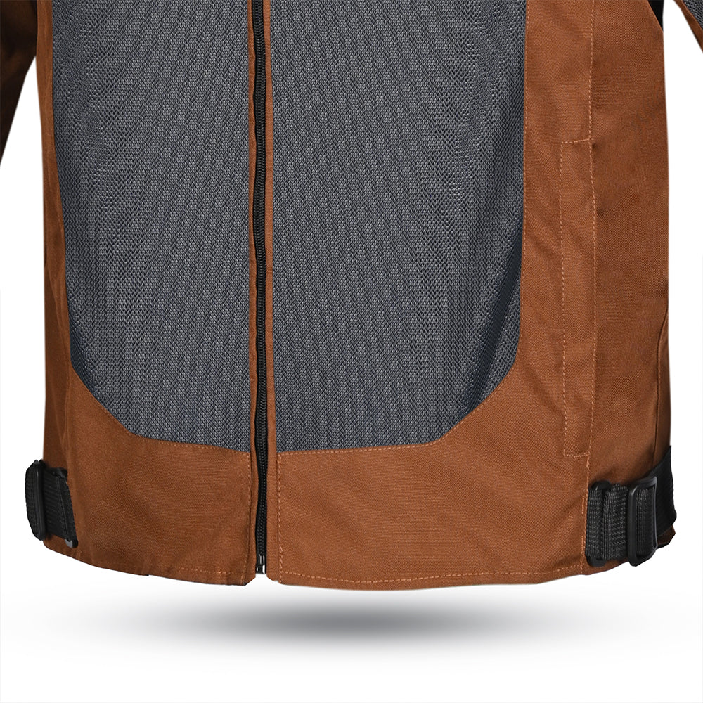 R-TECH SPIRAL MESH Motorcycle Jacket Brown Grey Fluo Yellow