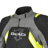 BELA Cordaniel Textile Motorcycle Jacket Men Black/Dark Gray/ Yellow Flouro