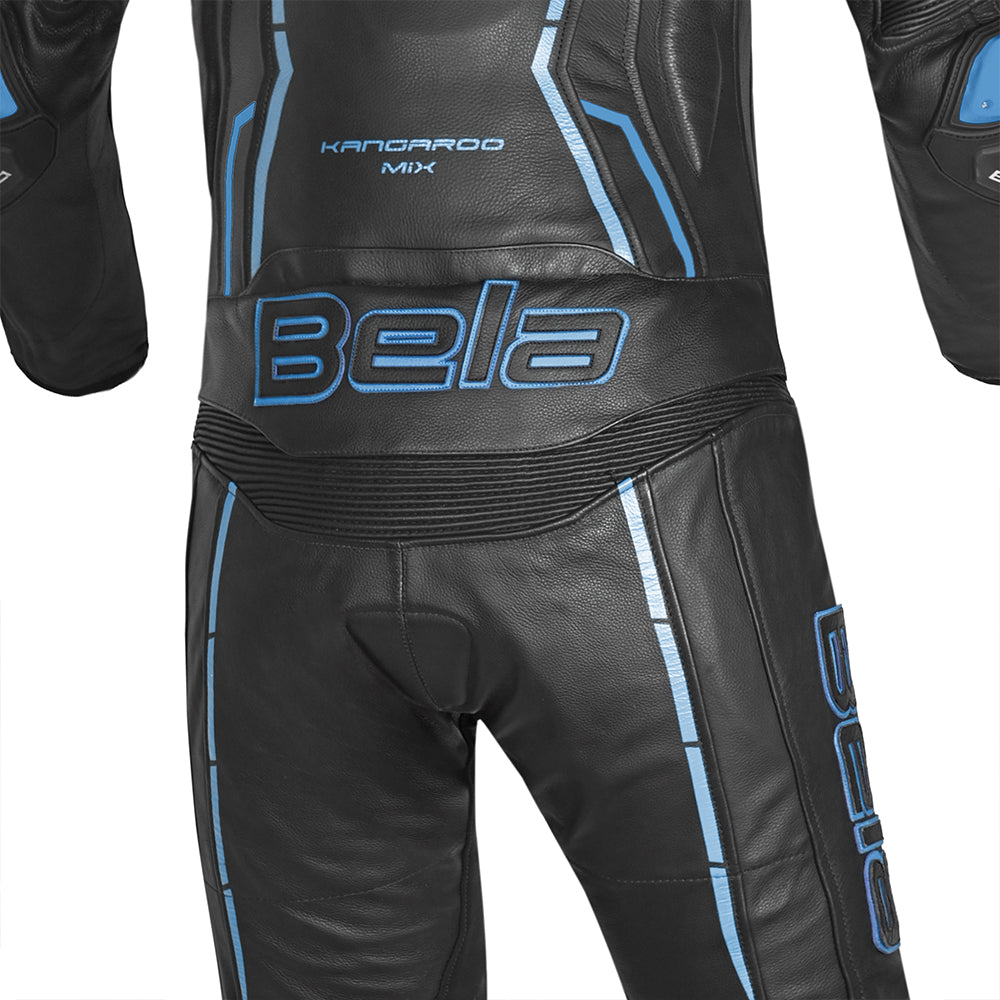 BELA Rocket Man Mix Kangroo 2 PC Motorcycle Racing Suit Black Blue