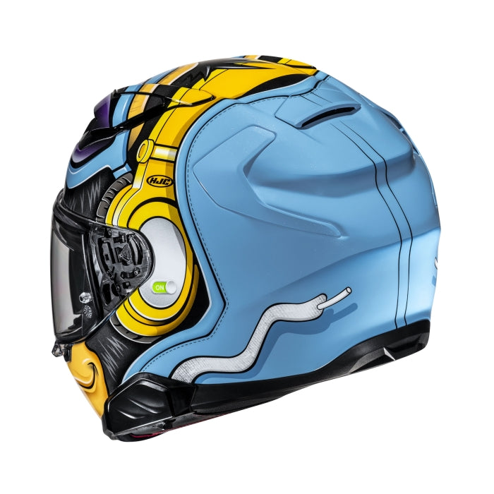 HJC F71 Monkey DJ Motorcycle Full Face Helmet Blue White Fluo