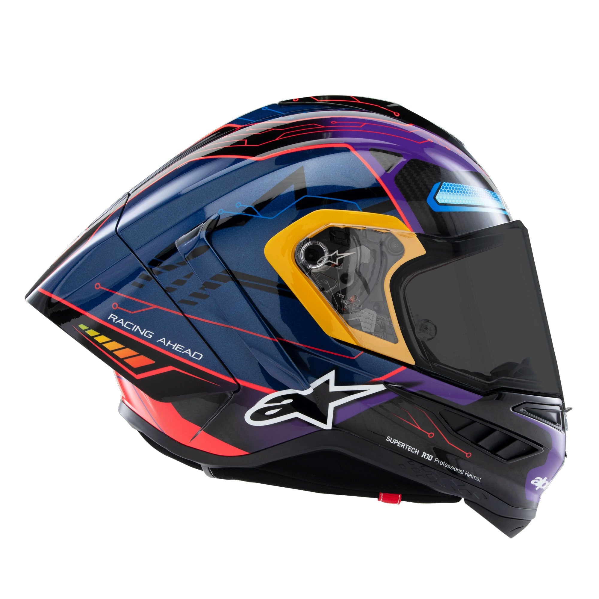 Alpine Supertech R10 Martinator Motorcycle Racing Helmet Blue Purple Red