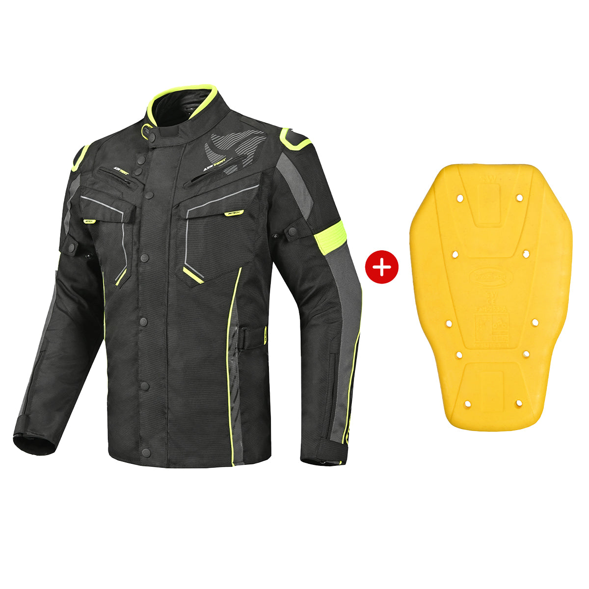 R-TECH KNIGHT RIDER 3IN1 Motorcycle Jacket (Long) Black/Anthracite/Yellow