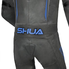 SHUA Infinity 2.0 - 1 PC Motorcycle Racing Leather Suit - Black Blue - hip closeup view
