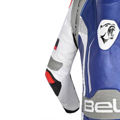 BELA X Race 1PC Motorbike Racing Leather Suit Black White Blue 