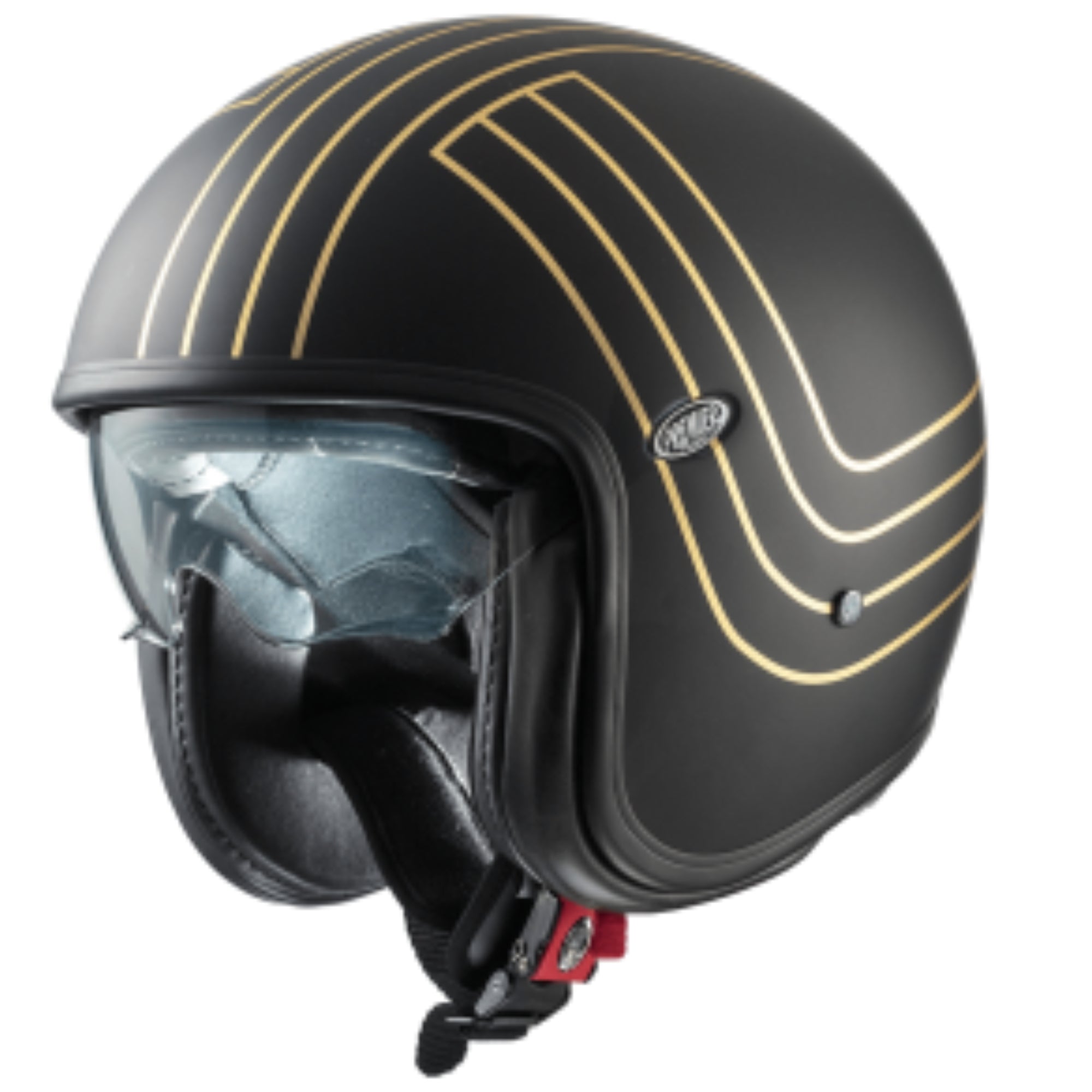  PREMIER VINT HELMET EX GOLD CHROM BM BIKE SCOOTER OPEN FACE
