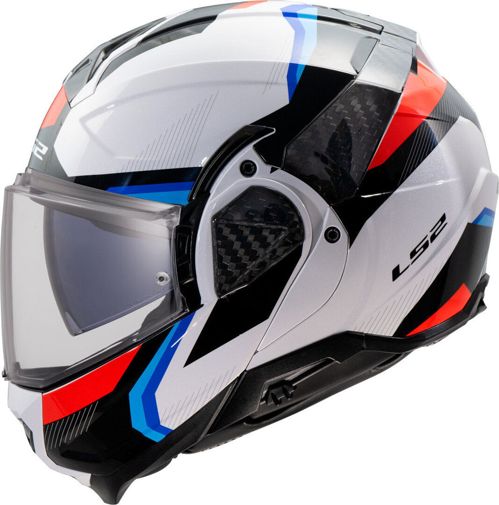 LS2 FF910 ADVANT II MOTORCYCLE FLIP FRONT HELMET WHITE BLUE RED