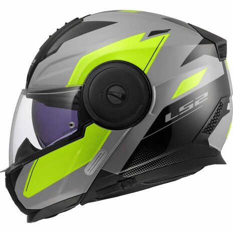 LS2 FF902 Scope II Modular Motorcycle Helmet Duria Grey H.V Yellow