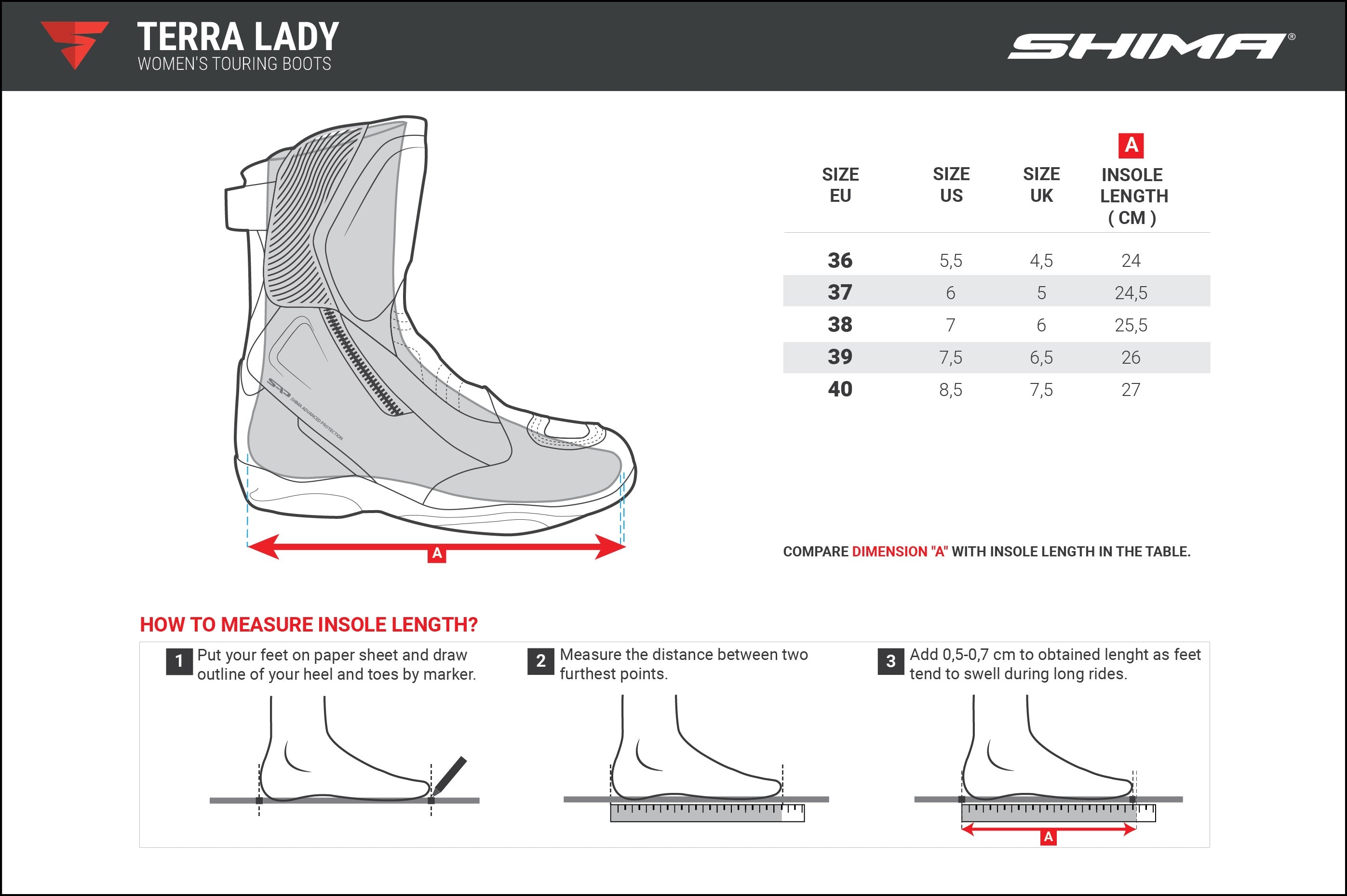 SHIMA TERRA LADY BOOTS BLACK - SECURTEX MOTOR SL (t/a MaximoMoto)