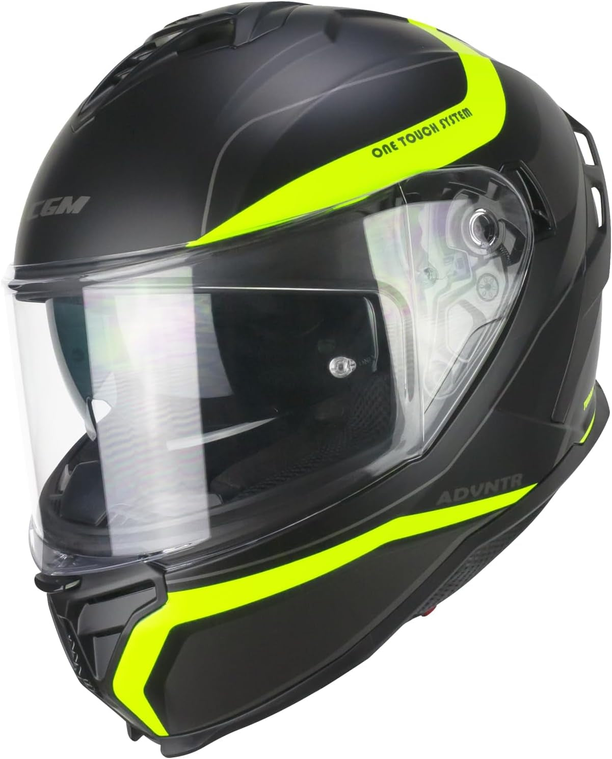 CGM 363 SHOT Integral Moto Casco Negro Amarillo Fluo Mate