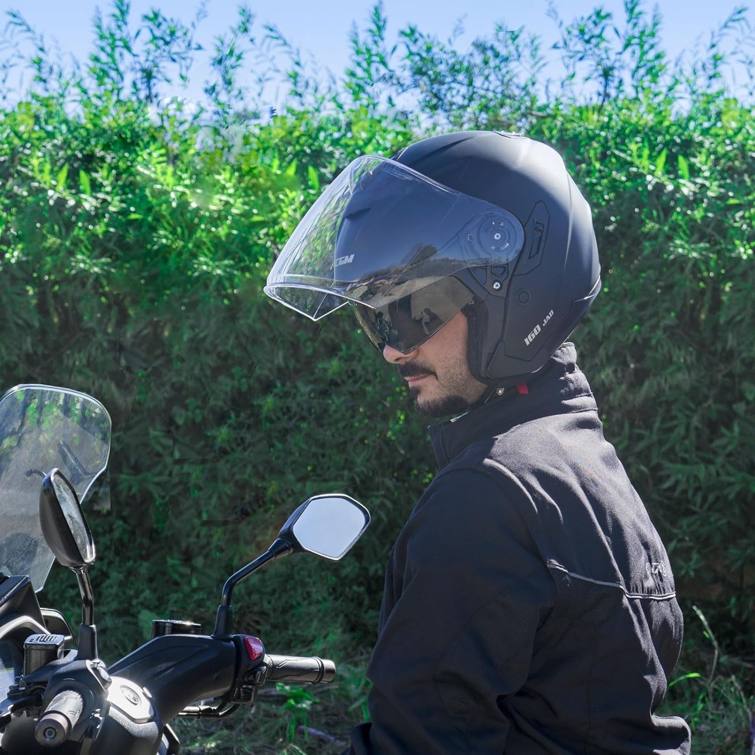 CGM 160A JAD MONO CASCO MOTO ABATIBLES NERO OPACO 