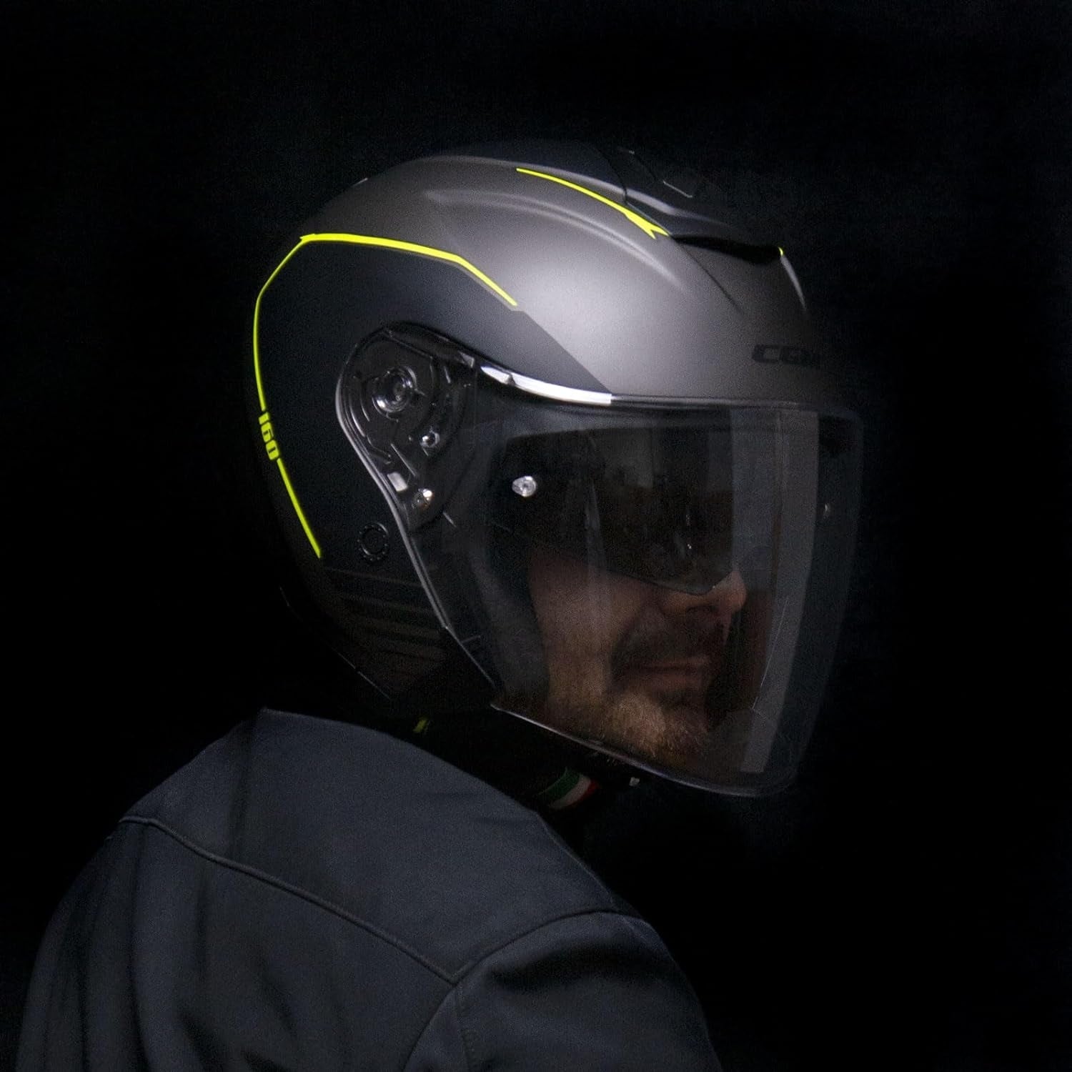 CGM 160G JAD RIDE JET CASCO MOTO GRAFITE GIALLO FLUO OPACO