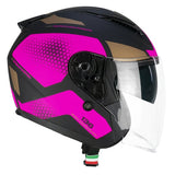 CGM 136G DNA GALAXY JET CASCO MOTO NERO FUCSIA FLUO OPACO