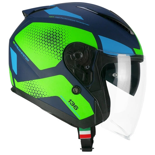 CGM 136G DNA GALAXY JET CASCO MOTO AZUL VERDE FLUO OPACO