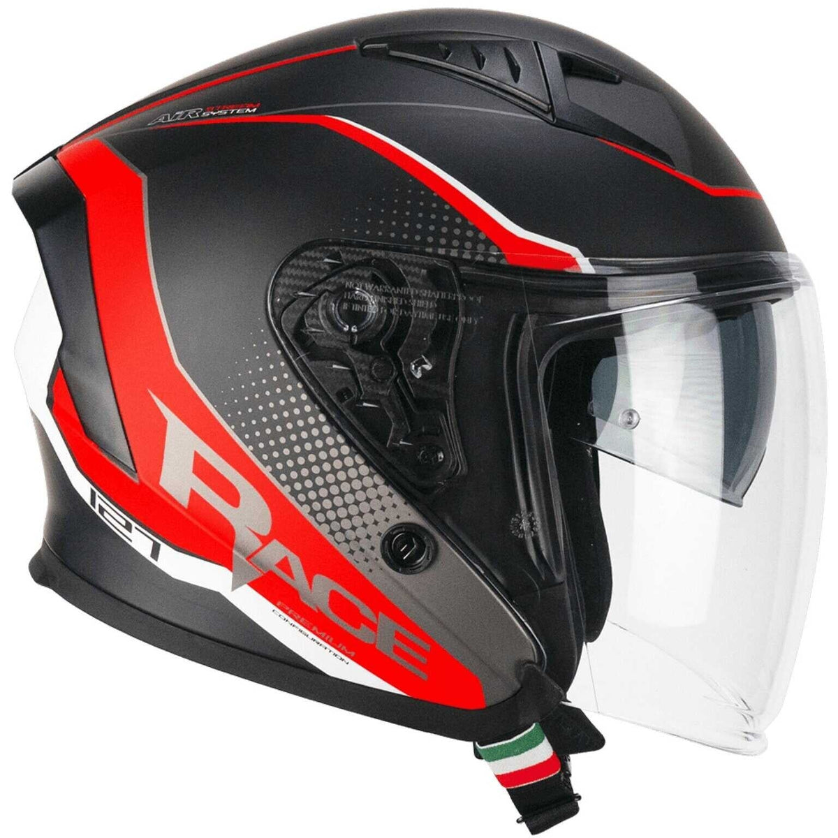 CGM 127G DEEP RACE ABATIBLES CASCO JET GRAFITE ROSSO OPACO