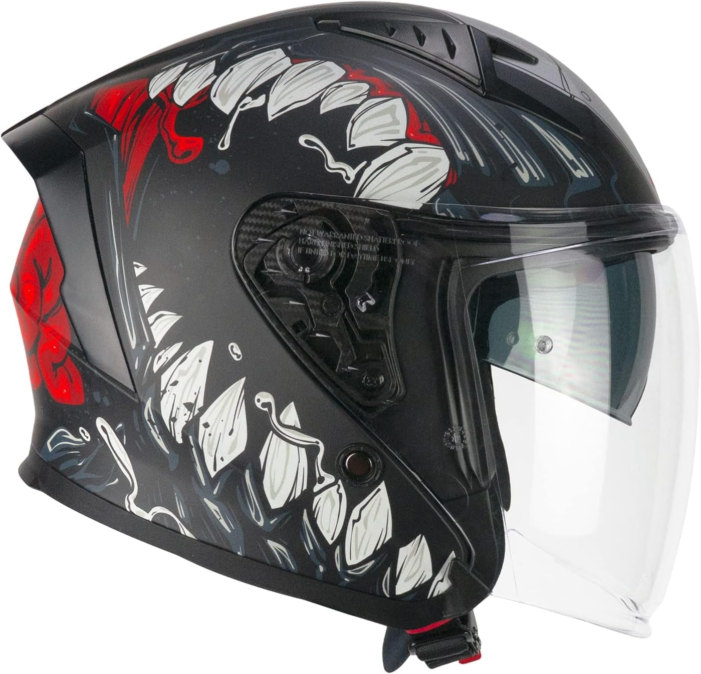 CGM 127X DEEP FREAKER ABATIBLES CASCO JET NERO ROSSO OPACO