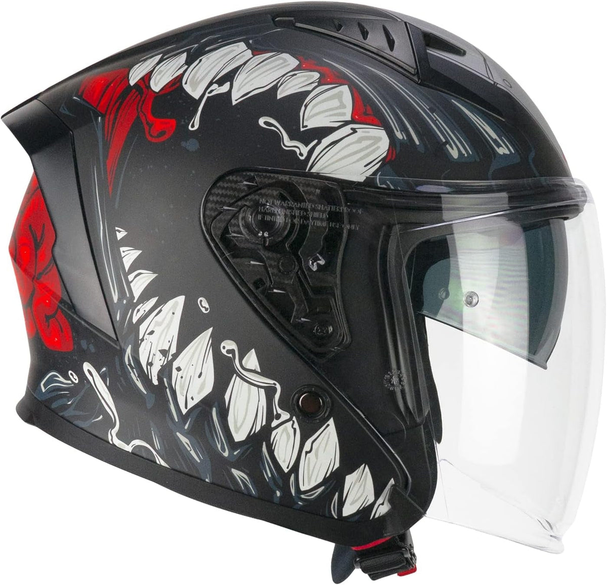 CGM 127X DEEP FREAKER ABATIBLES CASCO JET NERO ROSSO OPACO