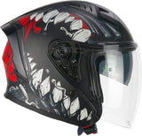 CGM 127X DEEP FREAKER ABATIBLES CASCO JET NERO ROSSO OPACO