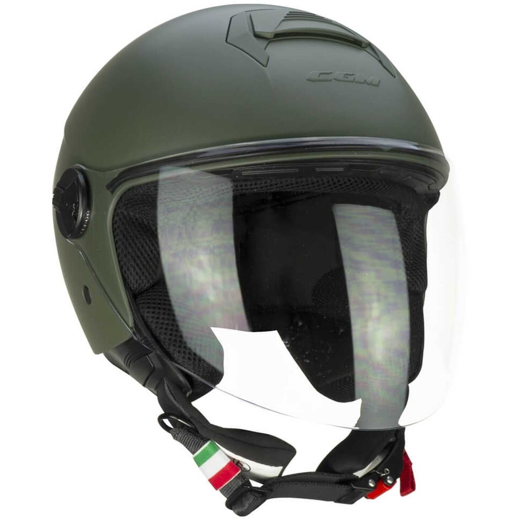CGM 167A FLO MONO Abierto Scooter Casco Verde Mate Largo