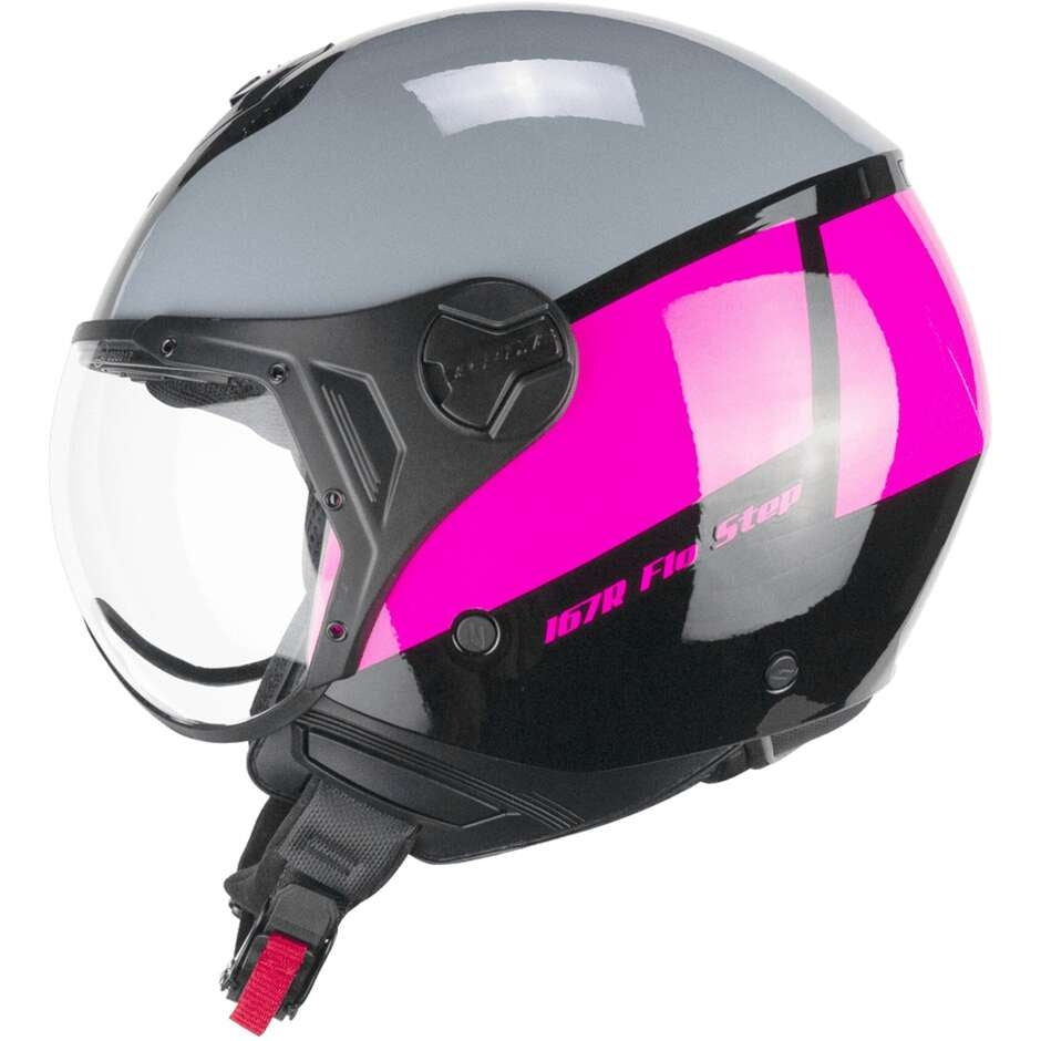  CGM 167R FLO STEP Visor Shape Urban Street Scooter Helmet Fuchsia Grey