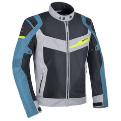 Oxford Dakar Air Men Motorcycle Gear Jacket silver Blue Fluo 