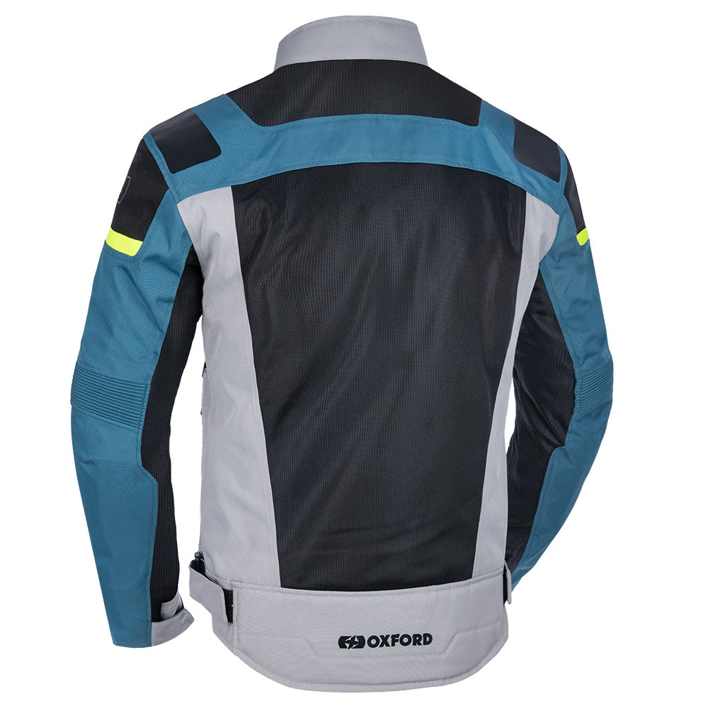 Oxford Dakar Air Men Motorcycle Gear Jacket silver Blue Fluo 