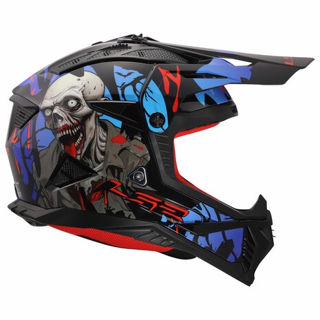 LS2 MX708 FAST II ZOMBIE II MOTOCROSS HELMET BLACK RED BLUE