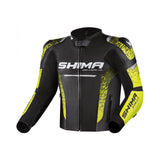 SHIMA STR 2.0 MOTORCYCLE LEATHER JACKET BLACK FLUO