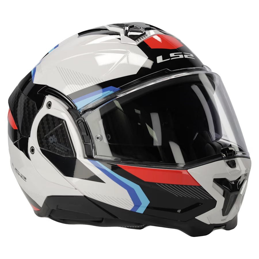 LS2 FF910 ADVANT II MOTORCYCLE FLIP FRONT HELMET WHITE BLUE RED