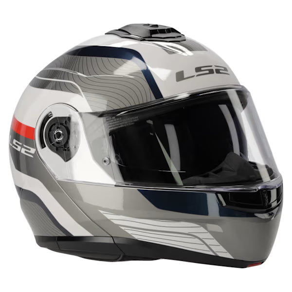LS2 FF908 STROBE II MONZA MOTORCYCLE MODULAR HELMET WHITE BLUE RED