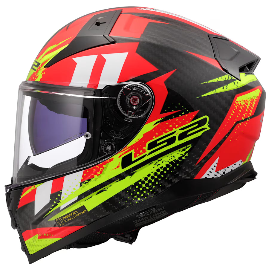 LS2 FF811 Vector II Carbon Touring Motorcycle Helmet Tantic Red H-V Yellow