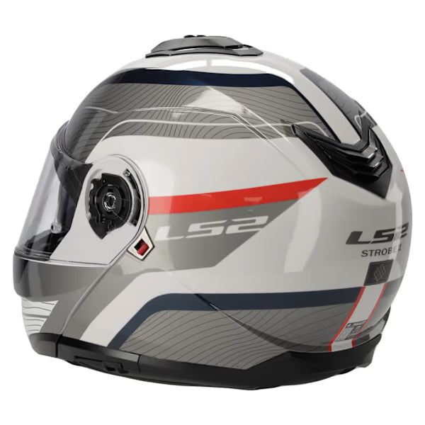 LS2 FF908 STROBE II MONZA MOTORCYCLE MODULAR HELMET WHITE BLUE RED