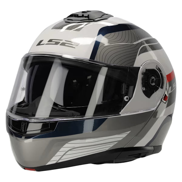 LS2 FF908 STROBE II MONZA MOTORCYCLE MODULAR HELMET WHITE BLUE RED