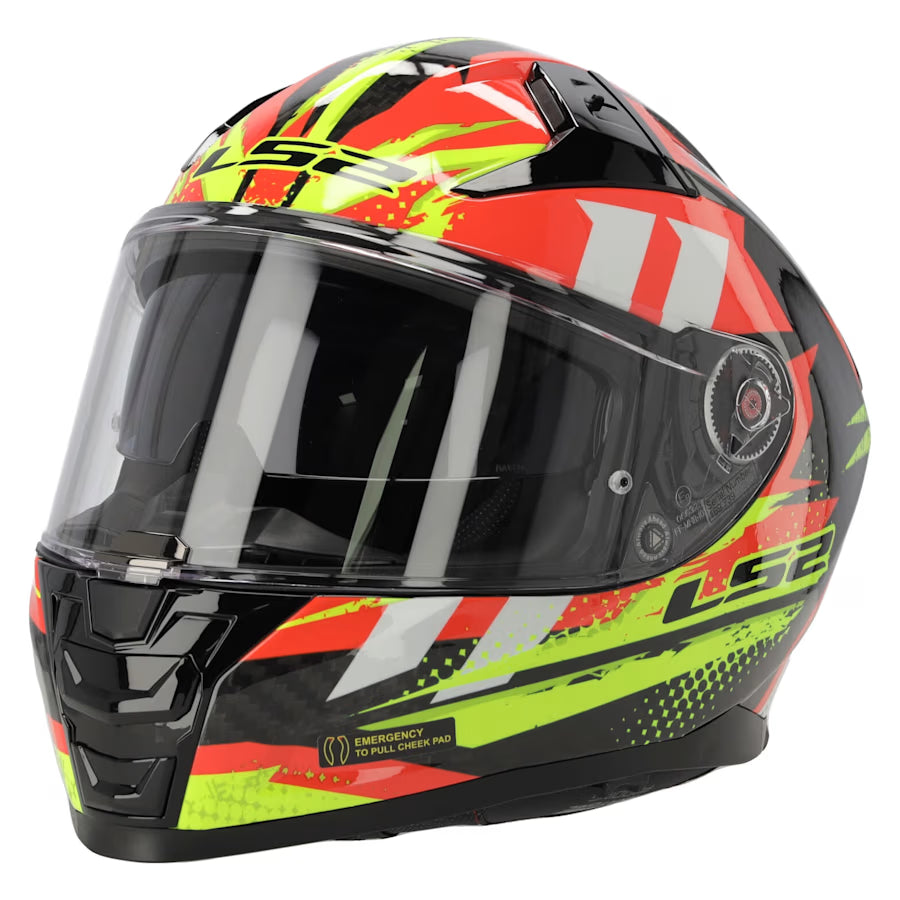 LS2 FF811 Vector II Carbon Touring Motorcycle Helmet Tantic Red H-V Yellow
